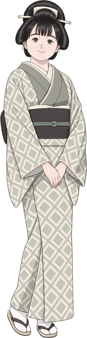 AI-generated fan illustration of Aoi, standing in full.