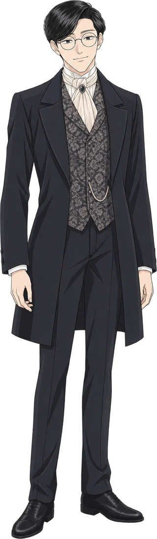 AI-generated fan illustration of Eishin Nitobe, standing in full.